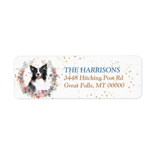 Border Collie Spring Flowers Wreath Label