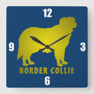 Border Collie Square Wall Clock