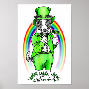 Border Collie St Patrick's Day Poster