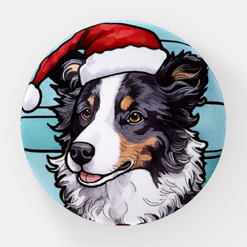 Border Collie Stained Glass Christmas Paperweight