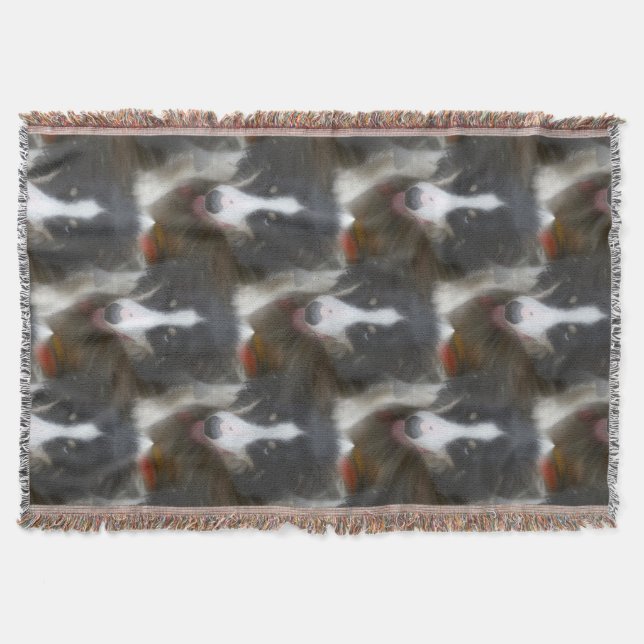 Border Collie Stare Dog Pattern Throw Blanket (Front)