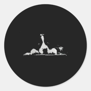 Border Collie Stare White Minimalistic Classic Round Sticker