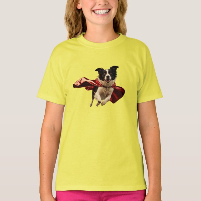Border Collie Superhero Kid's T-Shirt (Front)