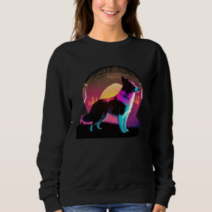 Border Collie Synthwave 80s Retrowave Aesthetic Sweatshirt