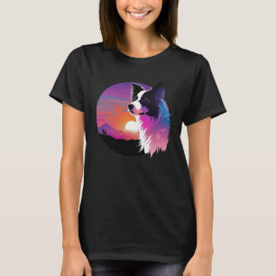 Border Collie Synthwave 80s Retrowave Aesthetic T-Shirt