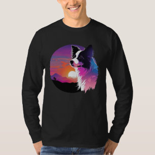 Border Collie Synthwave 80s Retrowave Aesthetic T-Shirt