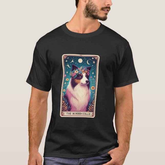Border Collie Tarot Card T-Shirt (Front)