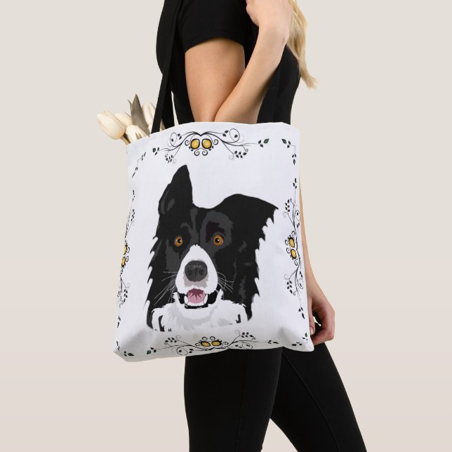 Border Collie Tote Bag (Close Up)