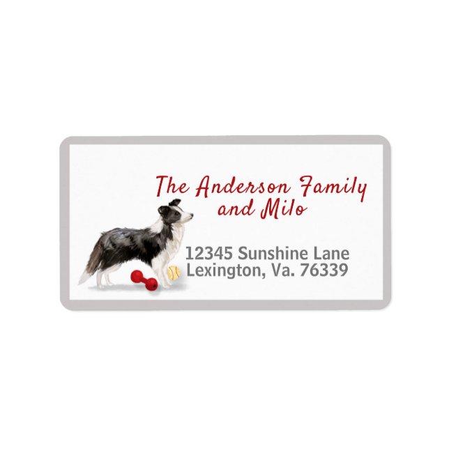 Border Collie Toys Home Return Address  Label (Front)