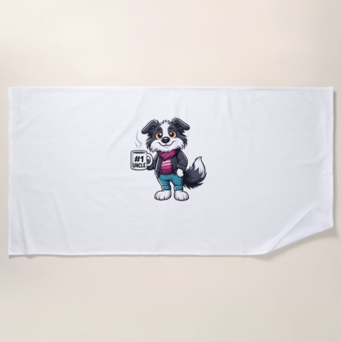 Border Collie Uncle Dog Funny Family Beach Towel