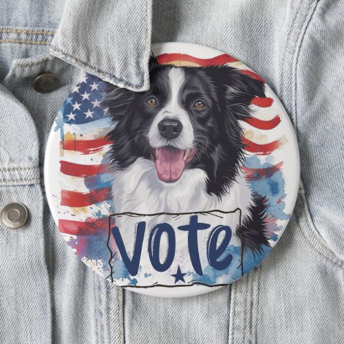 Border Collie US Elections Vote for a Change Button