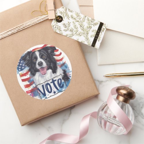 Border Collie US Elections Vote for a Change Classic Round Sticker
