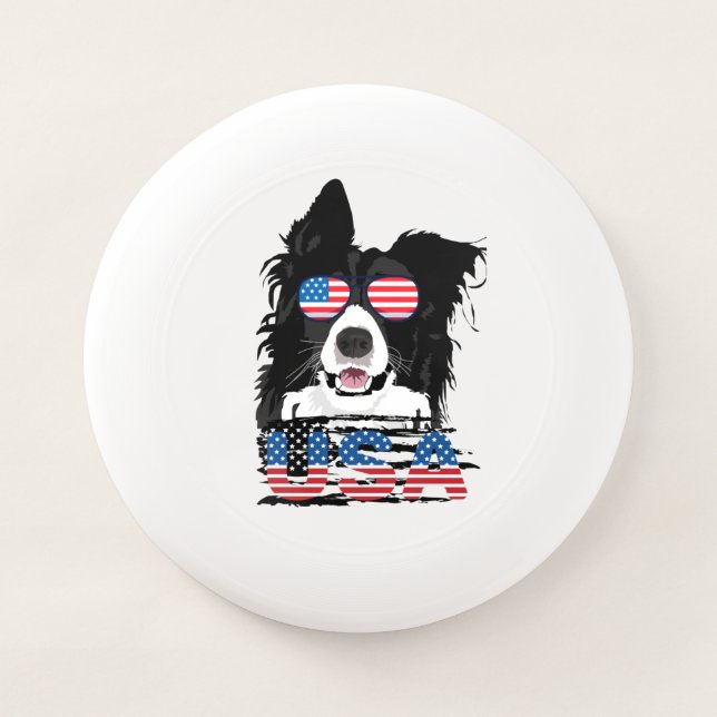 Border Collie USA Patriotic Wham-O Frisbee (Front)