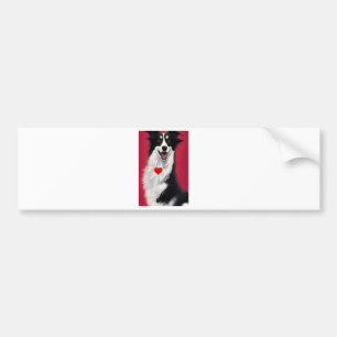 border collie valentine cartoon bumper sticker