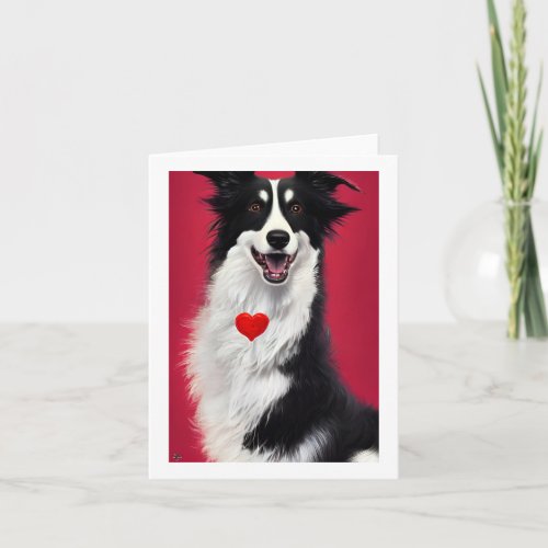 border collie valentines cartoon card