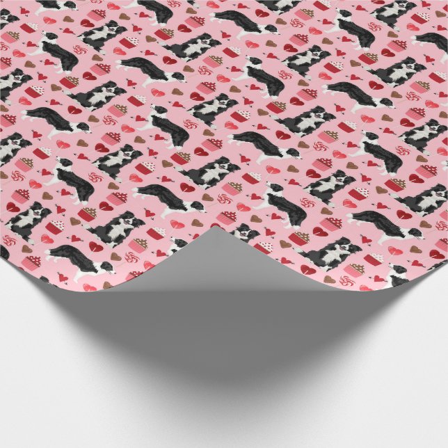 Border Collie Valentines Love Gift Wrap (Corner)