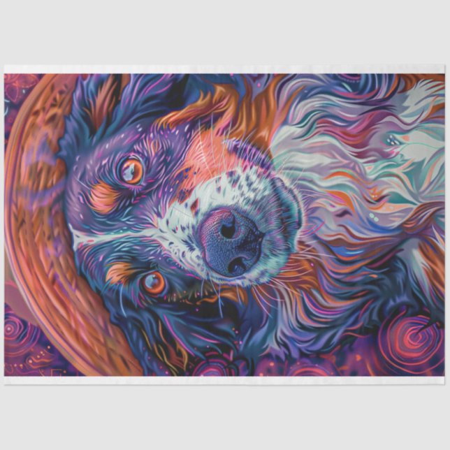 Border Collie Van Gogh Painting Decoupage Tissue Paper (Front)