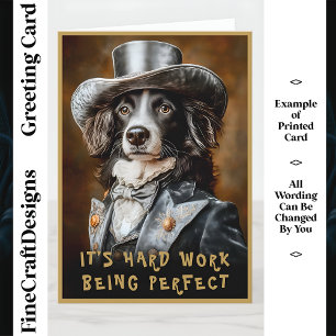 Border Collie Victorian Outfit CF5 Custom Name Card