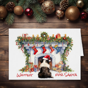 Border Collie Wait for Santa Christmas Fireplace Cards