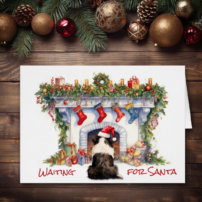 Border Collie Wait for Santa Christmas Fireplace Cards (Creator Uploaded)