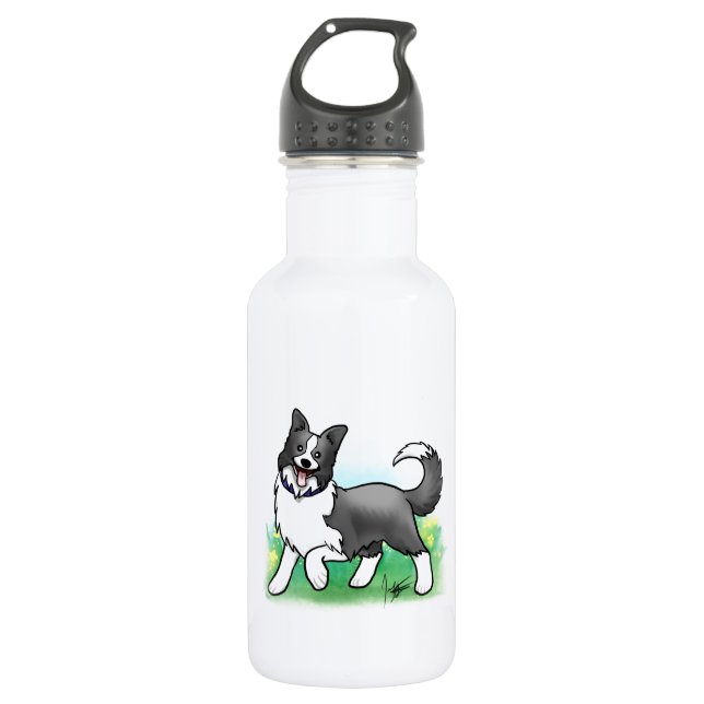 Border Collie Water Bottle (Front)
