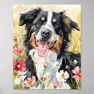 Border Collie Watercolor Art Dog Print Gift