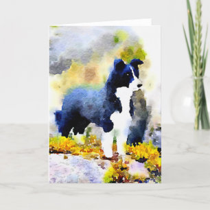 Border Collie watercolor note card