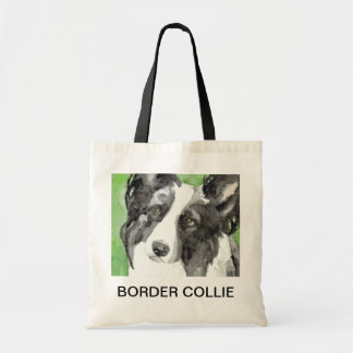 Border Collie Watercolor Tote Bag