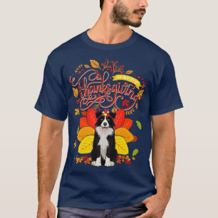 Border Collie Wearing Turkey Hat Fall Autumn Thank T-Shirt