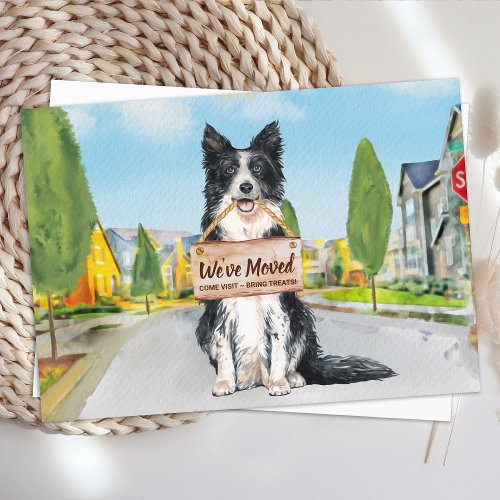 Border Collie Weve Moved Cute Dog Moving Announcement Postcard