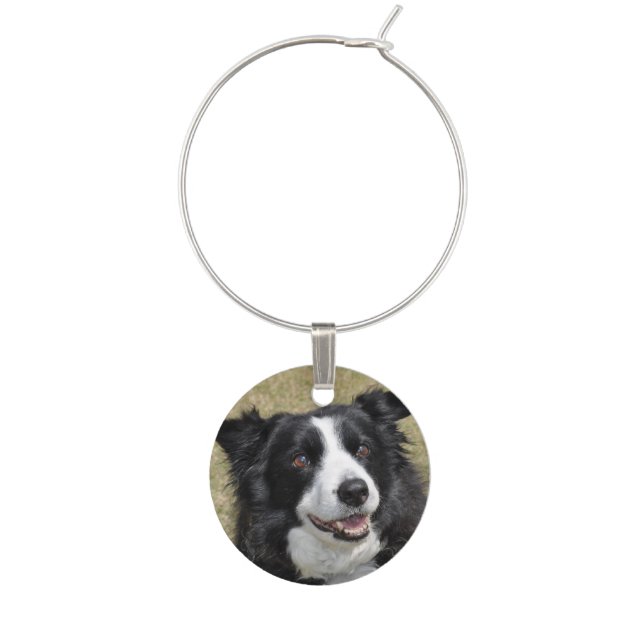 Border collie   wine charm (Front)