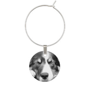 BORDER COLLIE WINE GLASS CHARM