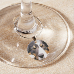 BORDER COLLIE WINE GLASS CHARM