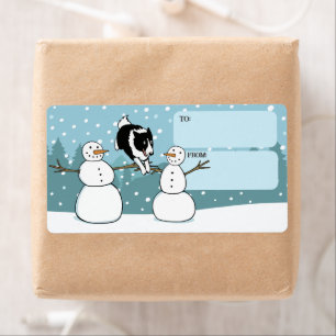 Border Collie Winter Agility Dog Holiday To From Label