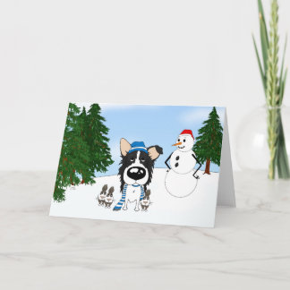 Border Collie Winter Scene Holiday Card