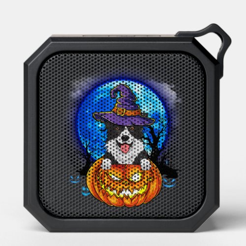 Border Collie Witch Moon Pumpkin Scary Halloween D Bluetooth Speaker