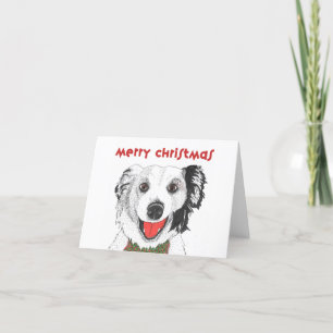 Border Collie with Bow Tie - Merry Christmas  Holiday Card