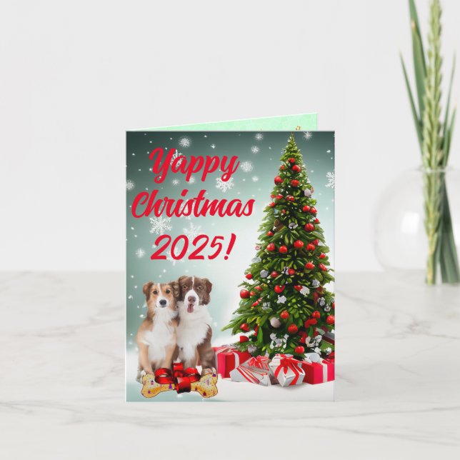 Border Collie Yappy Xmas Dog Xmas Card (Front)
