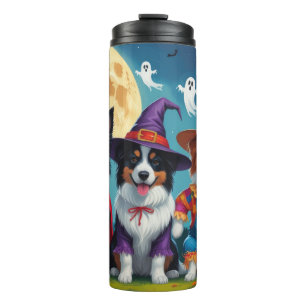 Border Collies Dogs Pumpkin Halloween Funny Thermal Tumbler