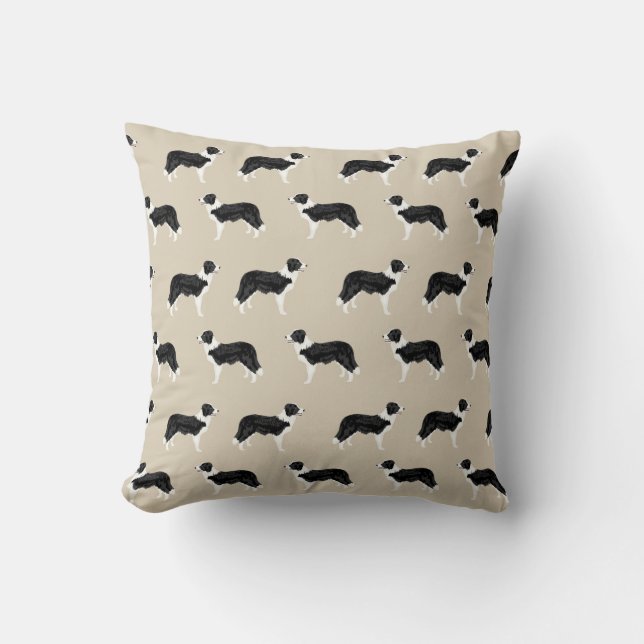 Border Collies Fabric - cute dog design Throw Pillow (Front)