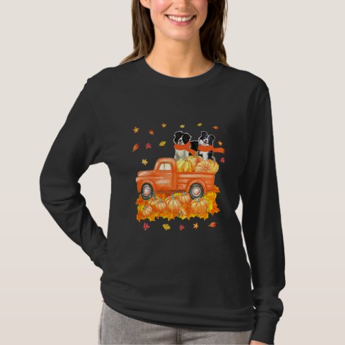 Border Collies Pumpkin Truck Halloween Thanksgivin T_Shirt