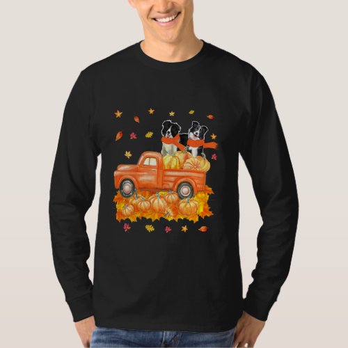 Border Collies Pumpkin Truck Halloween Thanksgivin T_Shirt