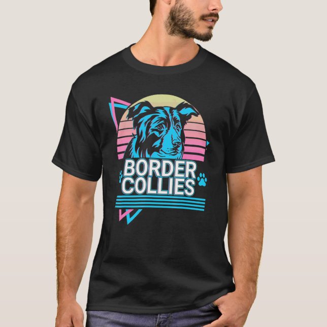 Border Collies Retro T-Shirt (Front)