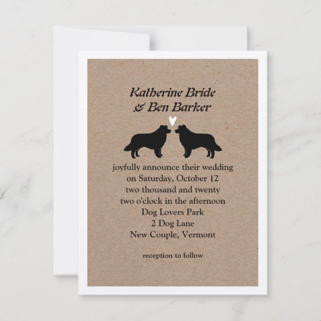 Border Collies Wedding Invitation (Front)