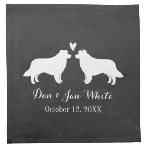 Border Collies Wedding with Custom Text Napkin