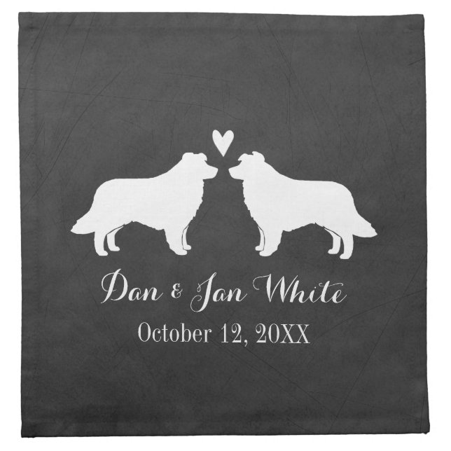 Border Collies Wedding with Custom Text Napkin (Front)