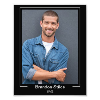 Border Frame Actor Headshot 8x10 Name and Text Photo Print