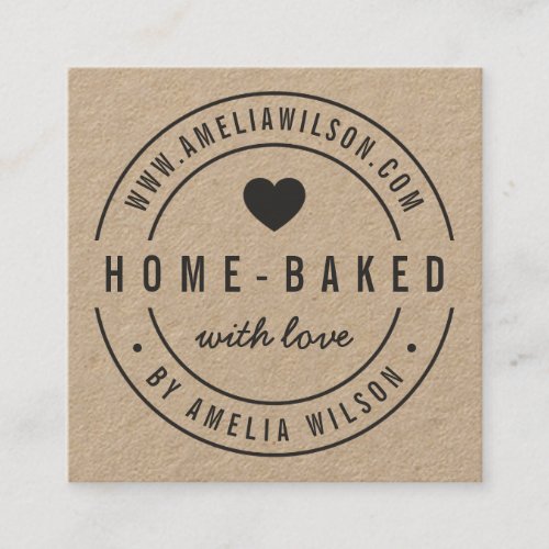 Border Home_Baked With Love Heart Social Media Square Business Card