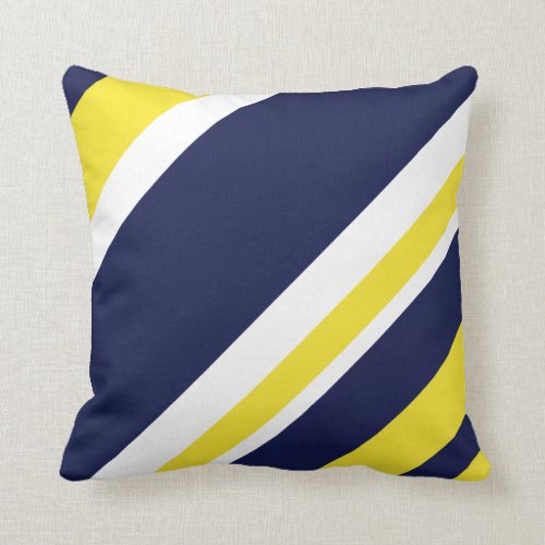 Border Hugging Blue and Gold Throw Pillow