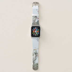 Border in chinoiserie style with storks and peonie apple watch band